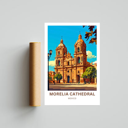 Morelia Cathedral Travel Poster