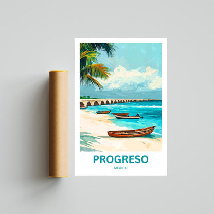 Progreso Travel Poster -  Sun & Sand in Mexico