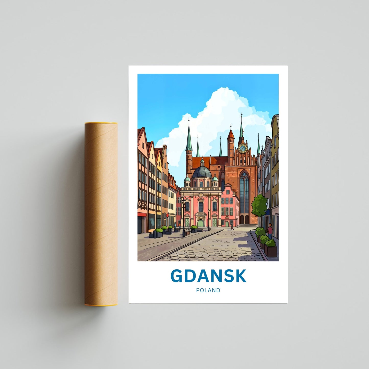Gdańsk  Travel Poster - Market day in the old city