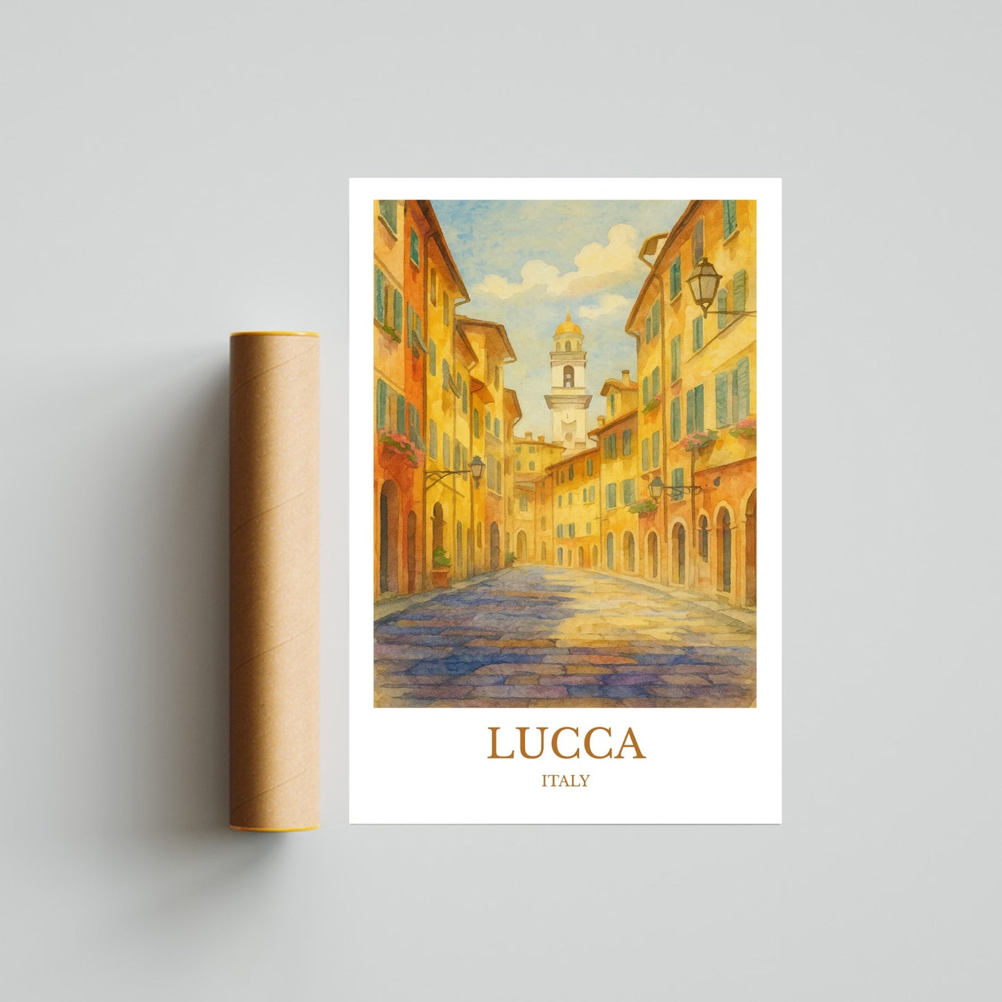 Lucca, Watercolor design poster, Italy Print, Lucca Wall Art