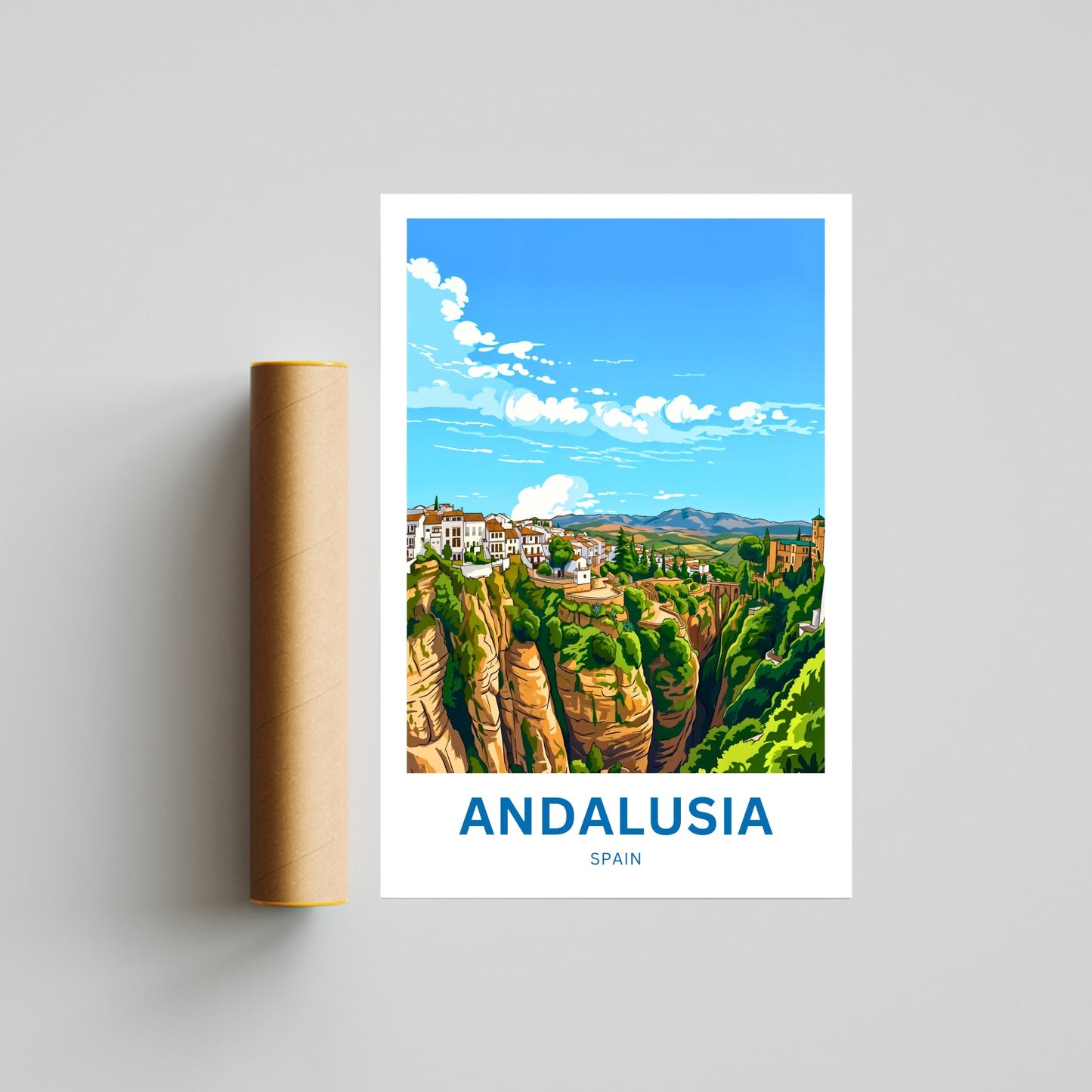 Andalusia Travel Poster- White Village Cliffs