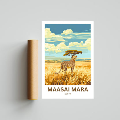 Maasai Mara Travel Poster - National Reserve of Kenya