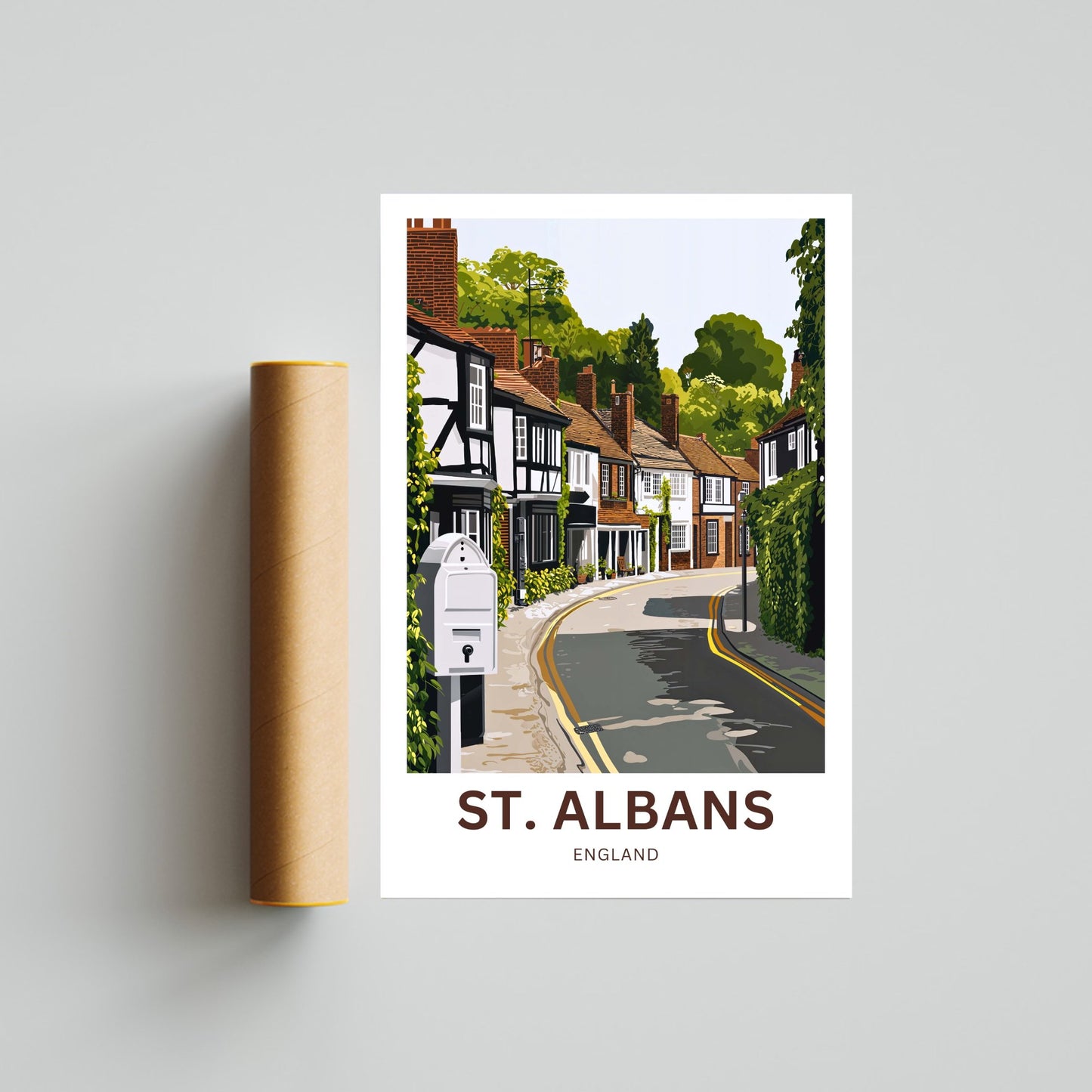 St. Albans Travel Poster - Captivating Serene Street