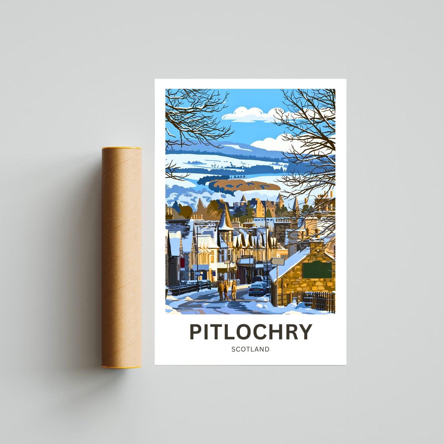 Pitlochry, Scotland Travel Poster - Heart of the Highlands
