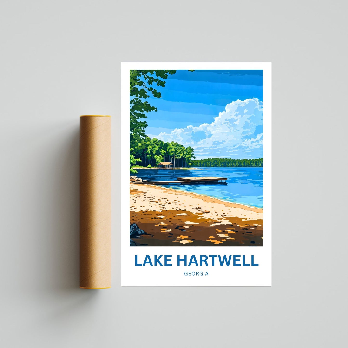 Lake Hartwell Travel Poster - Captivating Serene Water