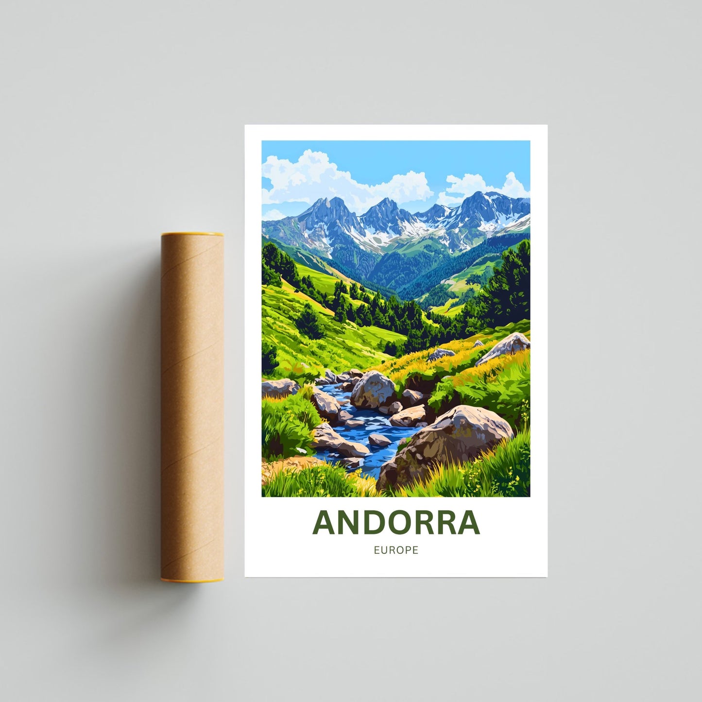 Andorra Travel Poster- Peaks, Paths, and Pyrenean Charm