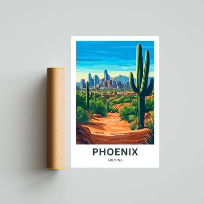 Phoenix Travel Poster - Arizona City Desert View