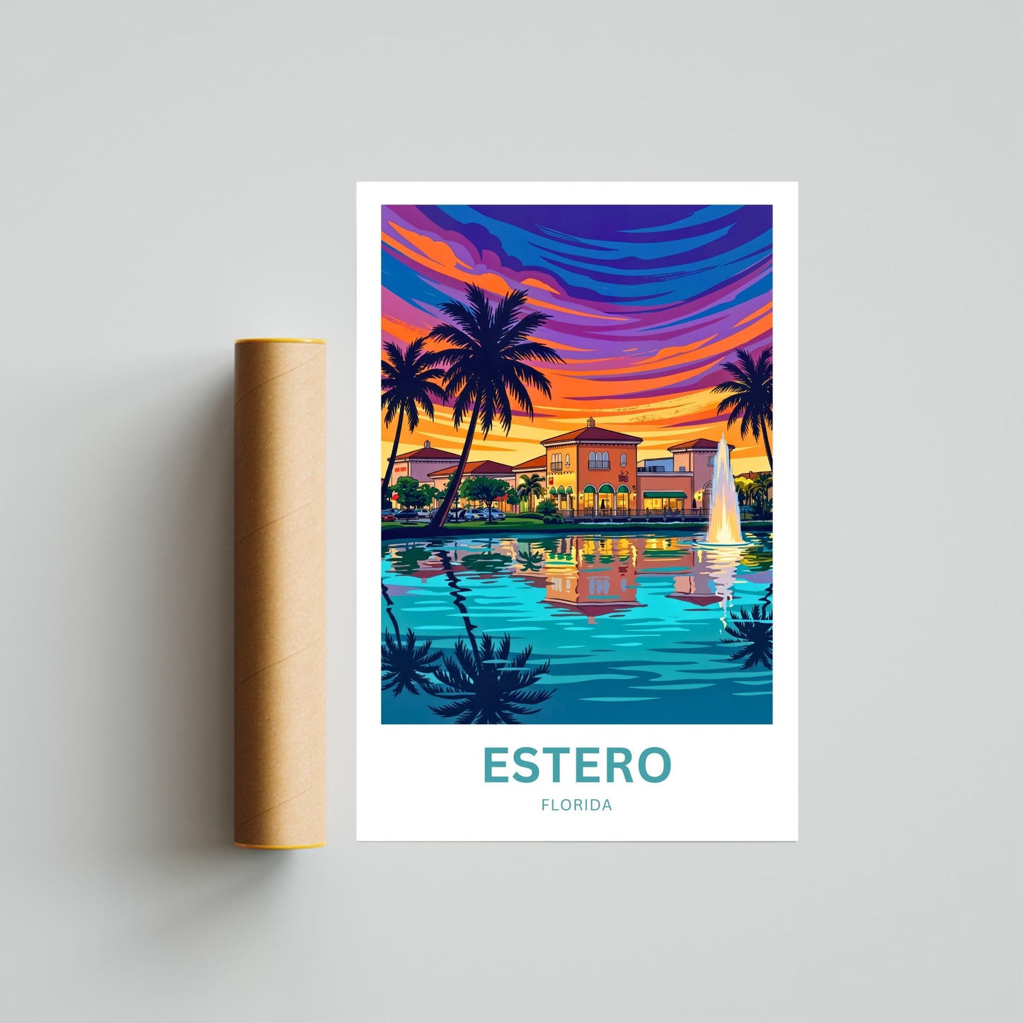 Estero Travel Poster - Relaxing Fountain View