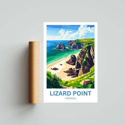 Lizard Point Travel Poster - Cornwall Mesmerizing Cliff