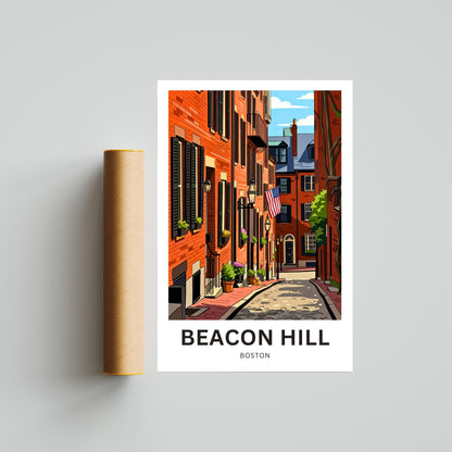 Beacon Hill Travel Poster -  Historic Boston Streets