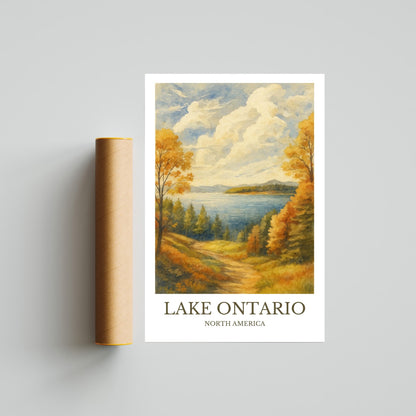 Lake Ontario, Watercolor design poster, North America Print, Lake Ontario Wall Art