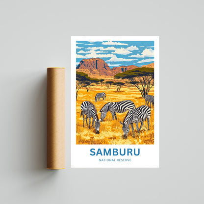 Samburu National Reserve Travel Poster - Kenya Hidden Treasure