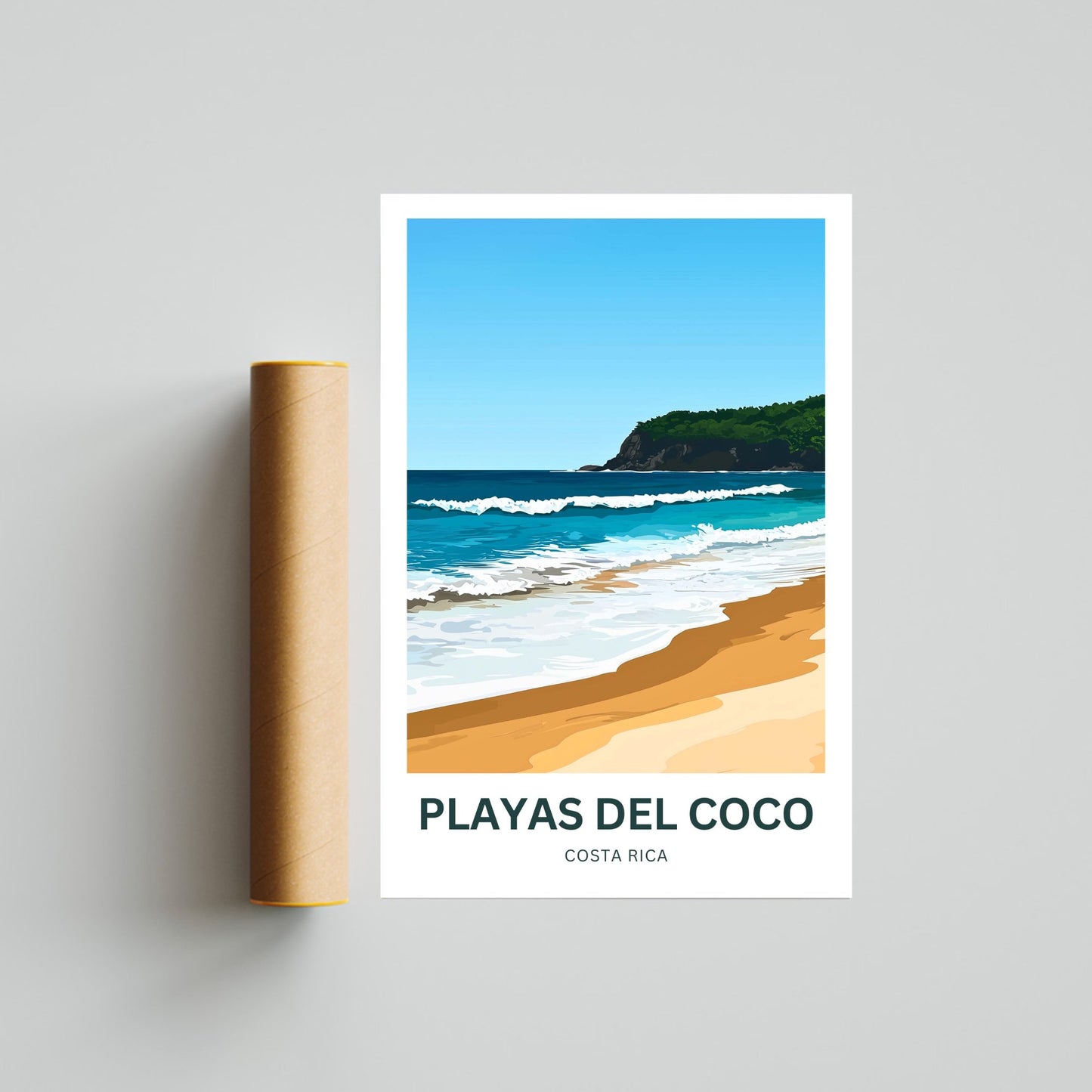 Playas del Coco Travel Poster  - Captivating Serene Shoreline of Costa Rica