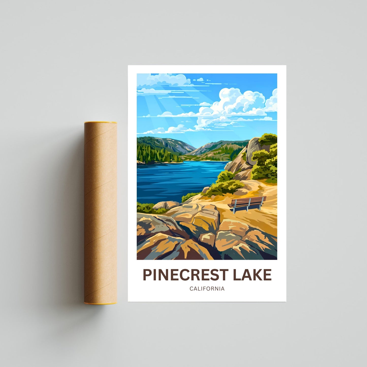 Pinecrest Lake Travel Poster - Into the Sierra Calm