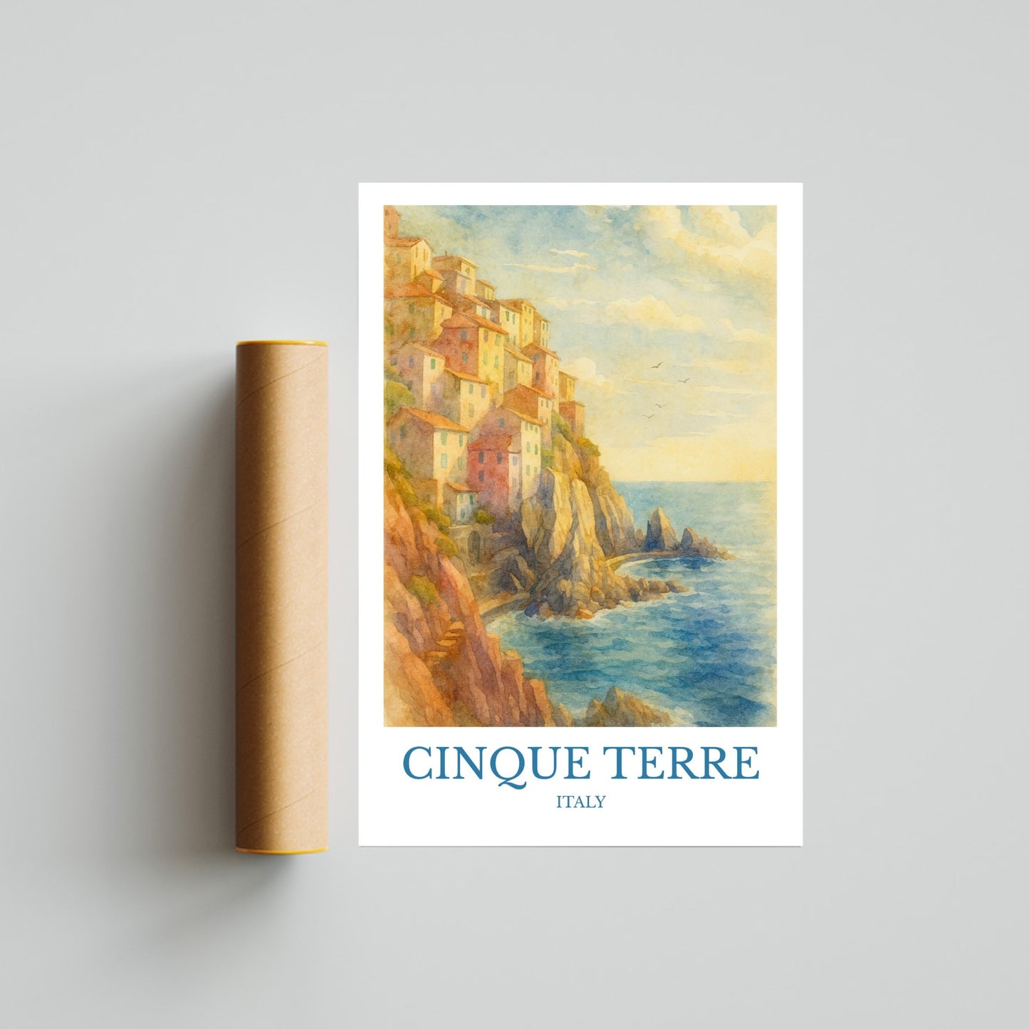 Cinque Terre, Watercolor design poster, Italy Print, Cinque Terre Wall Art