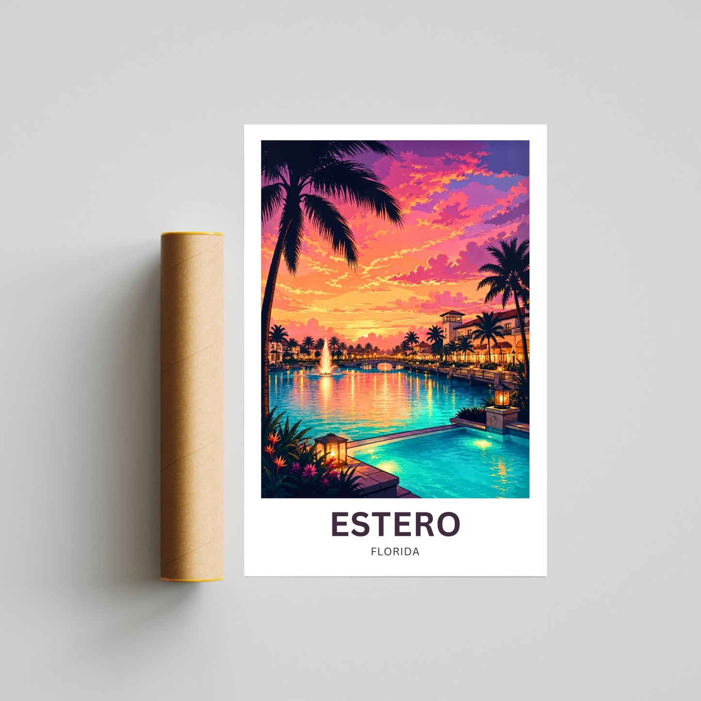 Estero, Florida Travel Poster - Captivating Sky