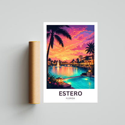 Estero, Florida Travel Poster - Captivating Sky