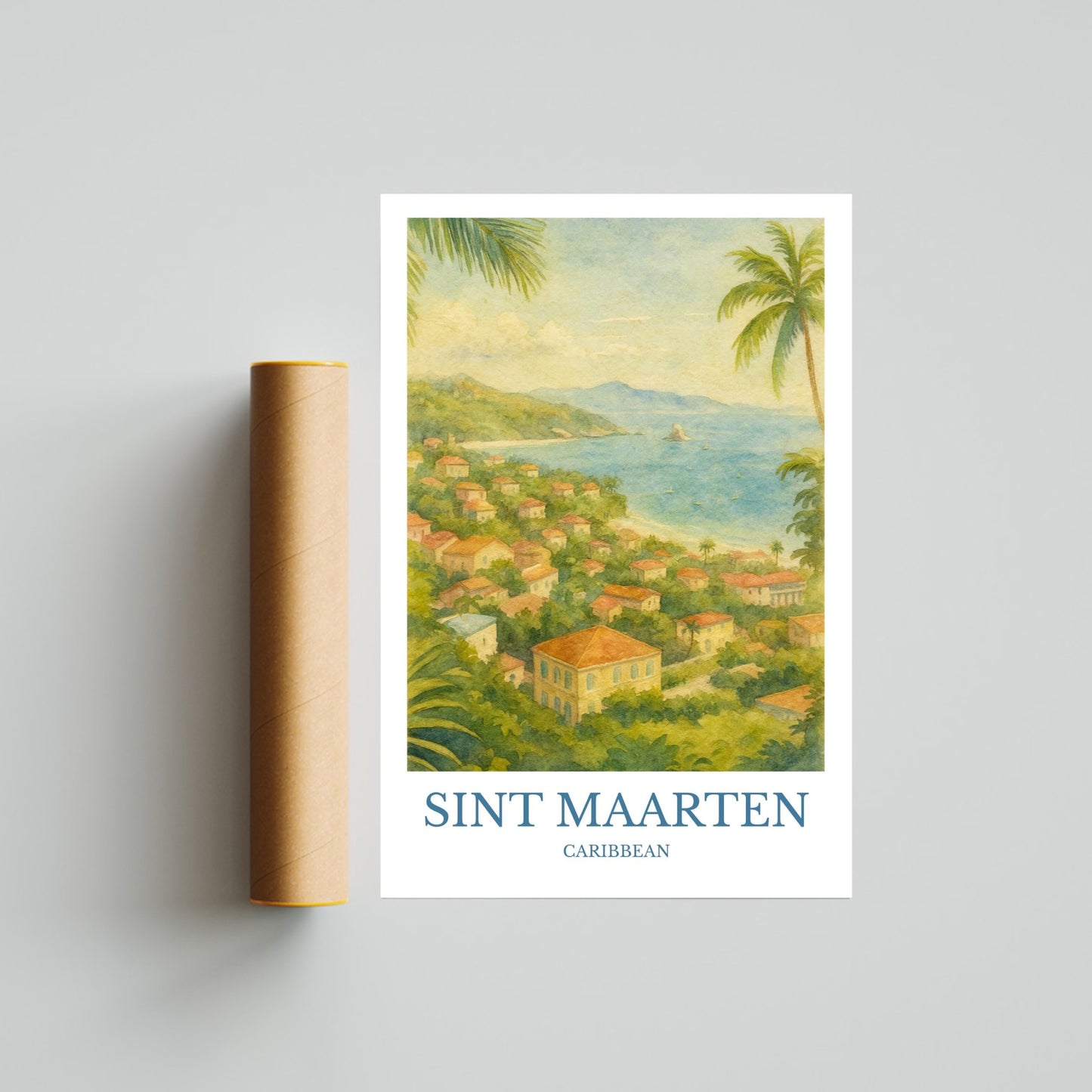 Sint Maarten, Watercolor design poster, Caribbean Print, Sint Maarten Wall Art