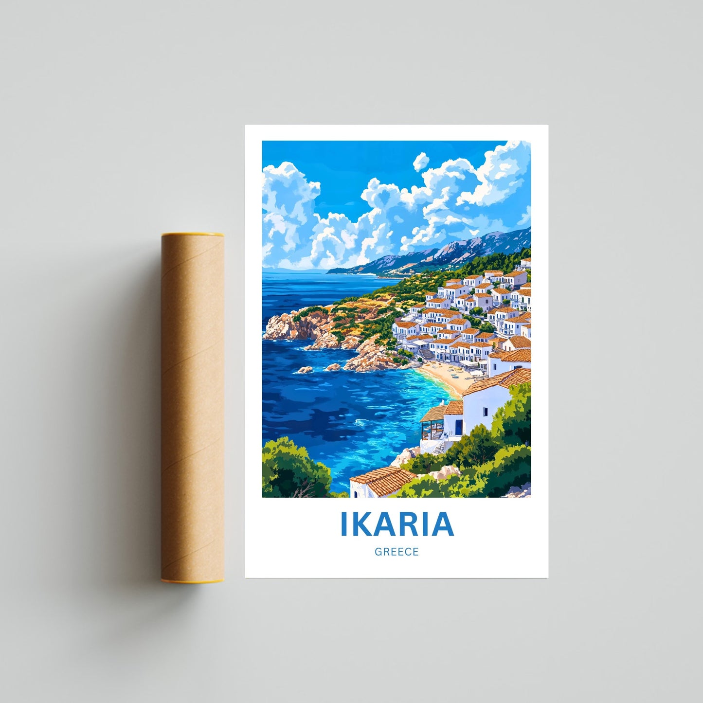 Ikaria Beach Travel Poster  - Captivating Aegean Living