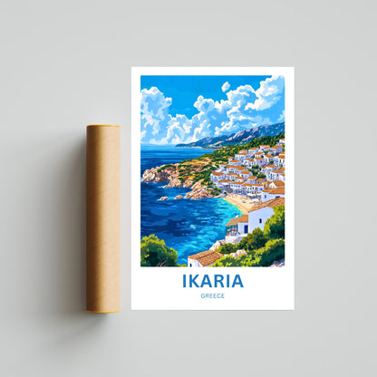 Ikaria Beach Travel Poster  - Captivating Aegean Living