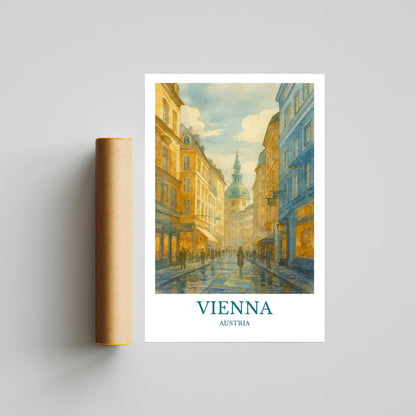Vienna, Watercolor design poster, Austria Print, Vienna Wall Art