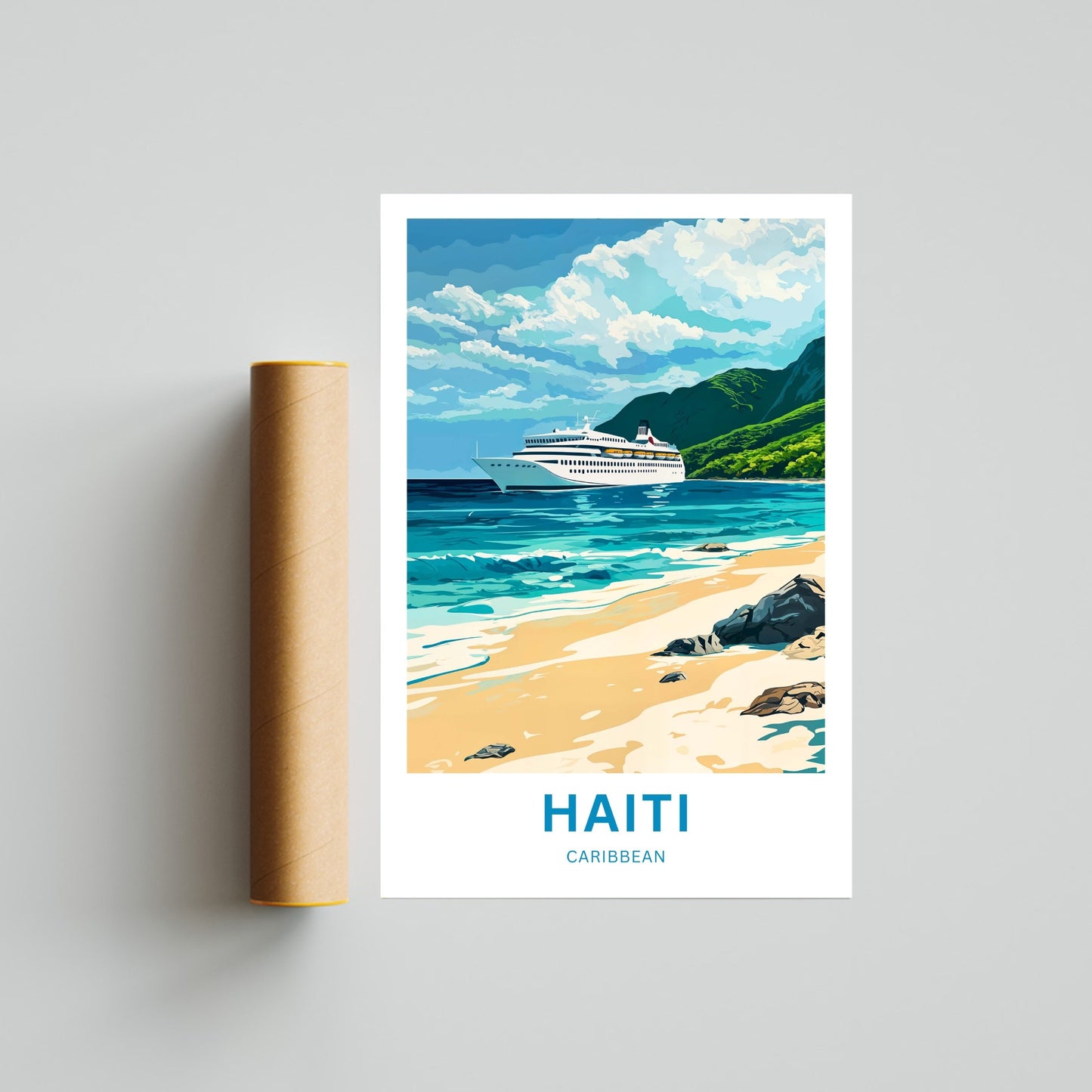 Haiti Travel Poster - Sailing to Haitian Shores