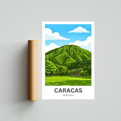Caracas Travel Poster - Mountains Cradle the City