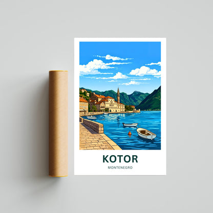Kotor Travel Poster -   Charming Harbor