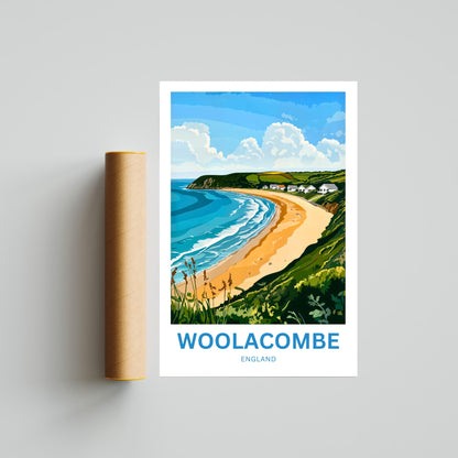 Woolacombe Travel Poster - Golden Sands by the Sea