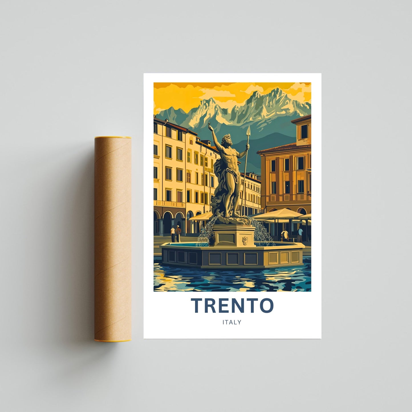 Trento Travel Poster - Fountain of Neptune