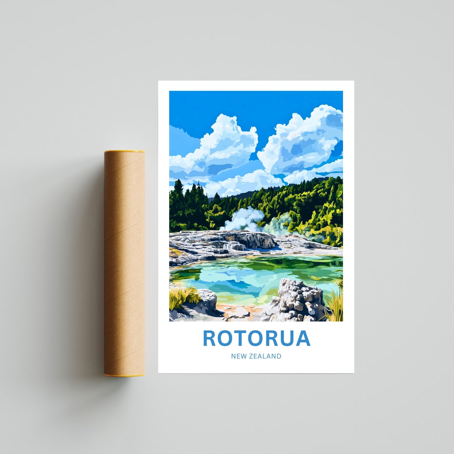 Rotorua Travel Poster - New Zealand