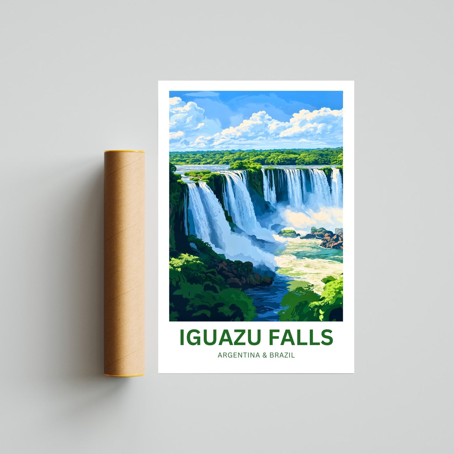 Iguazu Falls Travel Poster - Argentina & Brazil’s Enchanting Natural Wonder