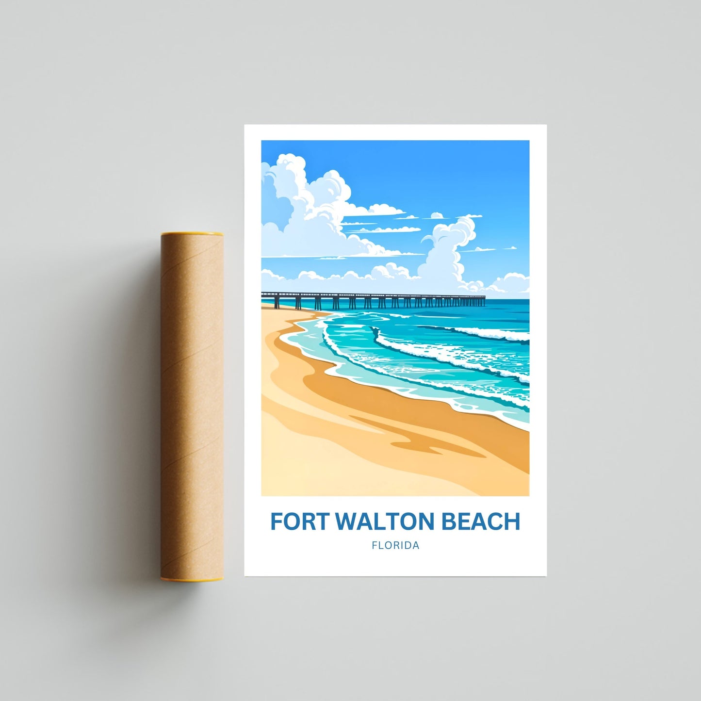 Fort Walton Beach Travel Poster - Gulf Coast Glow