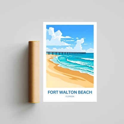 Fort Walton Beach Travel Poster - Gulf Coast Glow