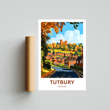 Tutbury Travel Poster - England Castle & Countryside Charm