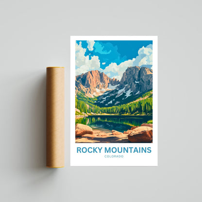 Rocky Mountains Travel Poster - Beautiful Mountain Views and Wilderness