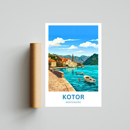 Kotor Travel Poster -   Pearl of Montenegro