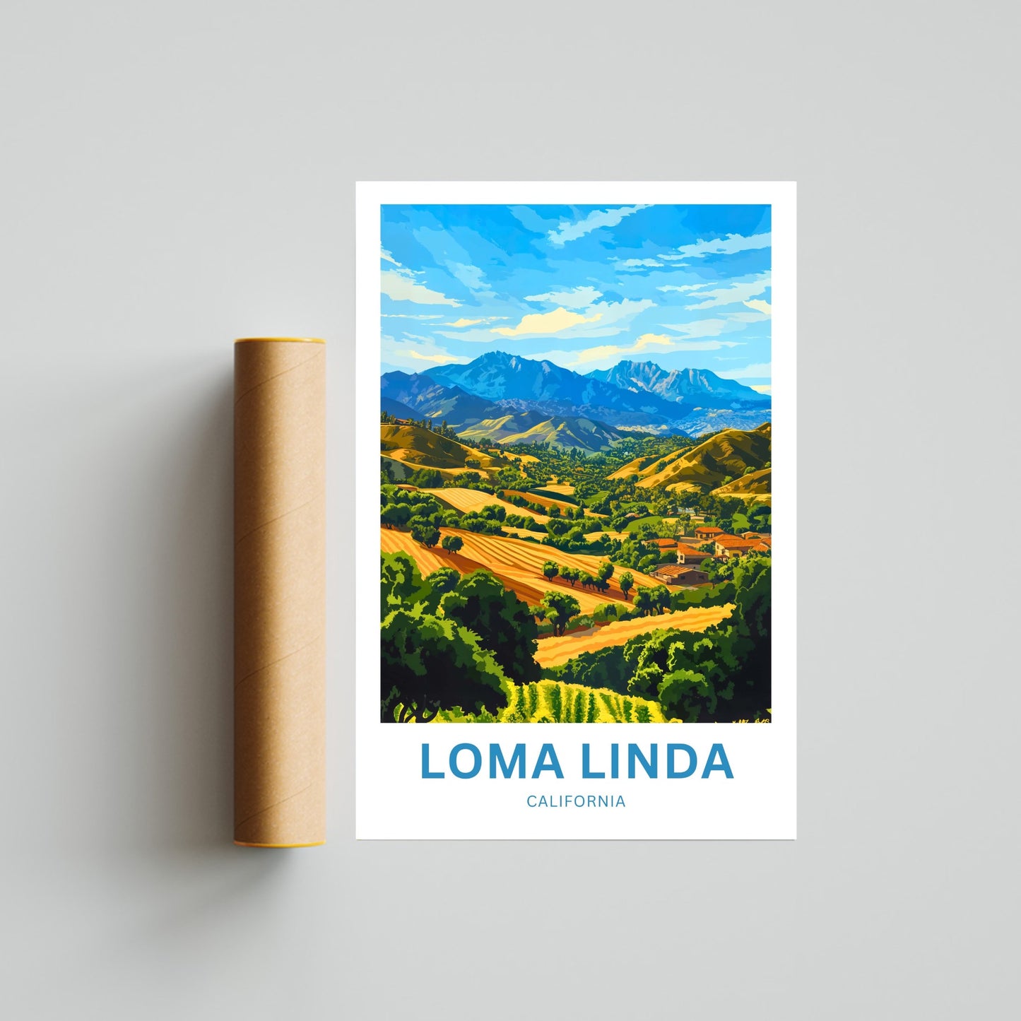 Loma Linda Travel Poster  - Captivating Tranquil Rolling Hills Horizons