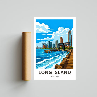 Long Island Travel Poster -  New York Coast Serenity