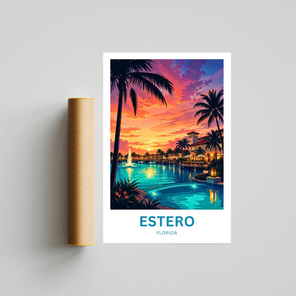 Estero Travel Poster - Florida Paradise Found