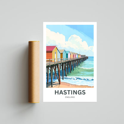 Hastings Travel Poster- Beach Pier