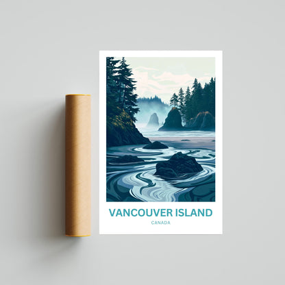 Vancouver Island Travel Poster - Land of Mist and Pines