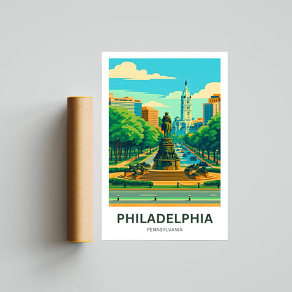 Philadelphia Rocky steps View Travel Poster - City in Pennsylvania