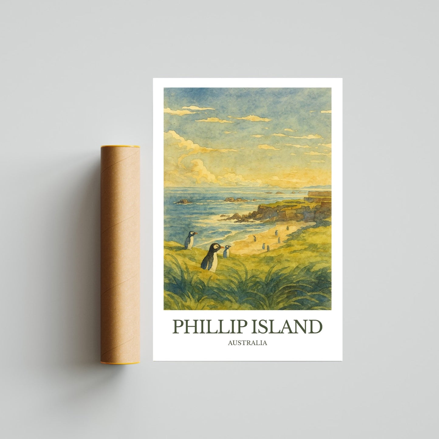Phillip Island, Watercolor design poster, Australia Print, Phillip Island Wall Art