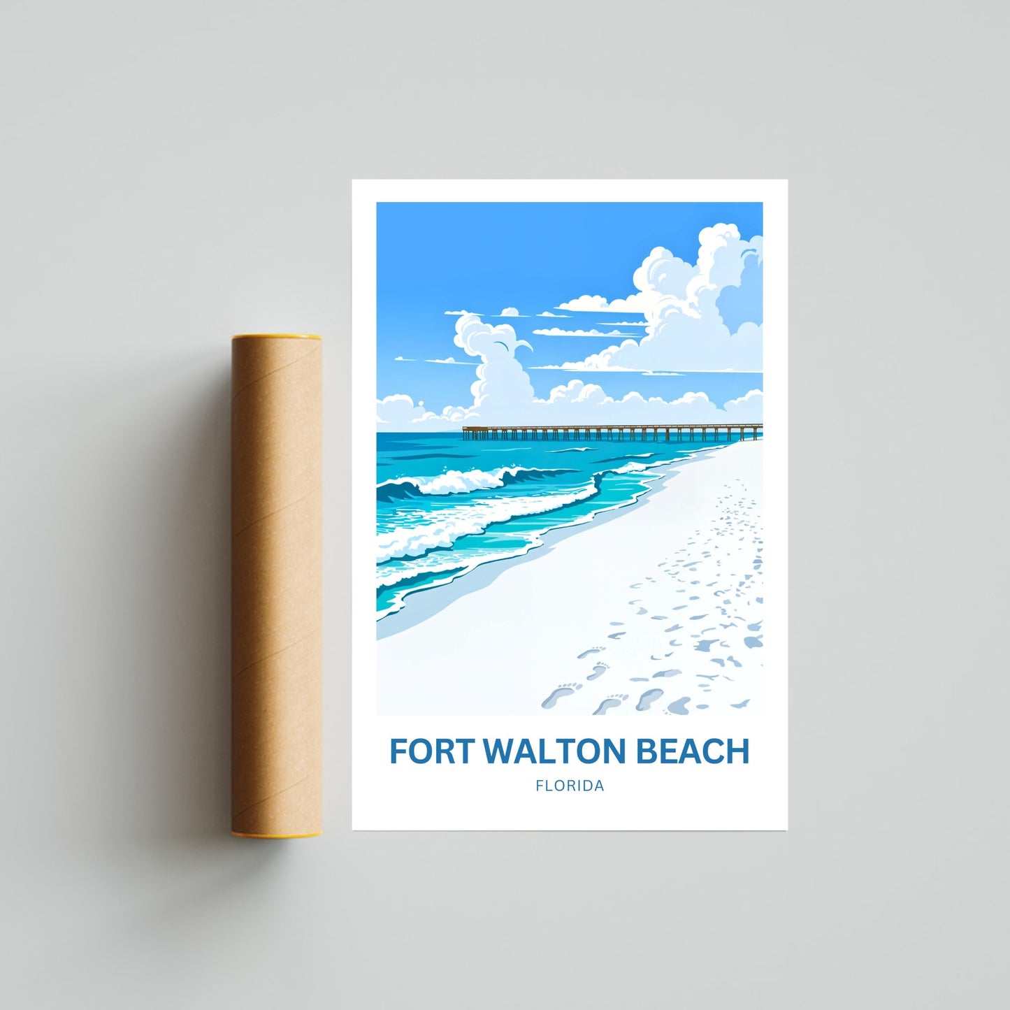 Fort Walton Beach Travel Poster - Turquoise Waters, Endless Smiles