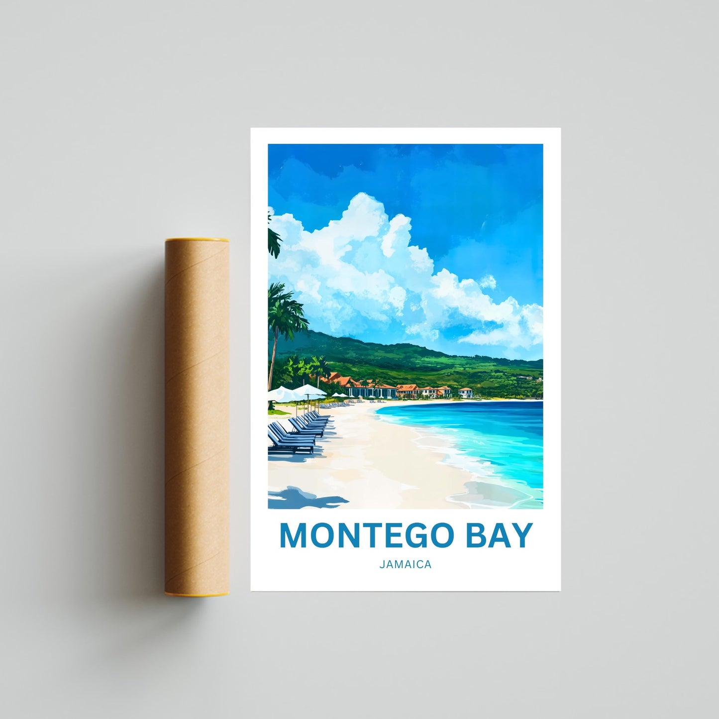 Montego Bay Travel Poster - Serene Vacation Beach of Jamaica