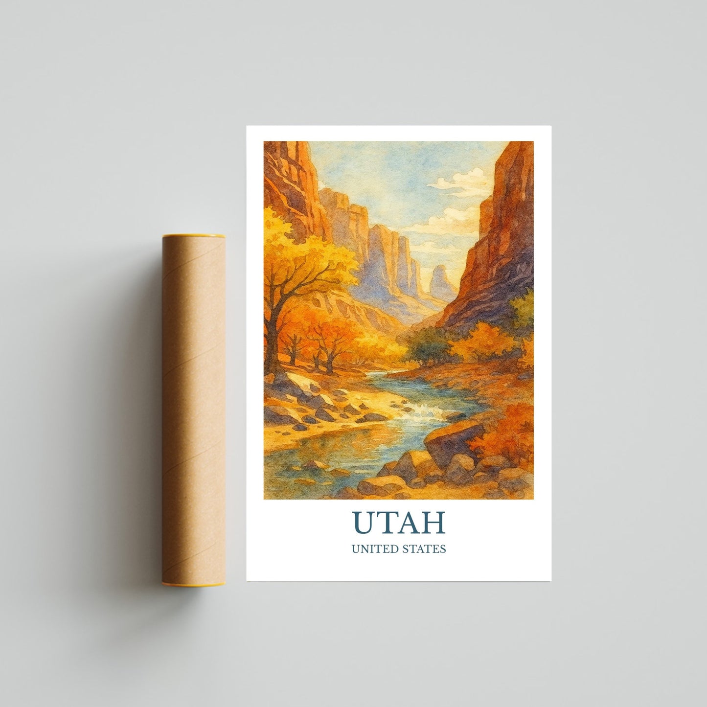 Utah, Watercolor design poster, United States Print, Utah Wall Art