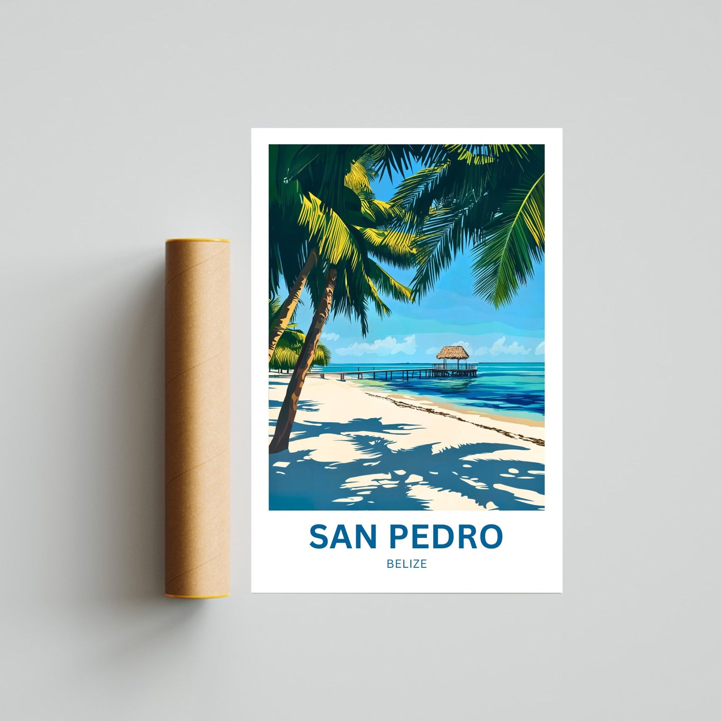 San Pedro Travel Poster - Belize Stunning Beach View