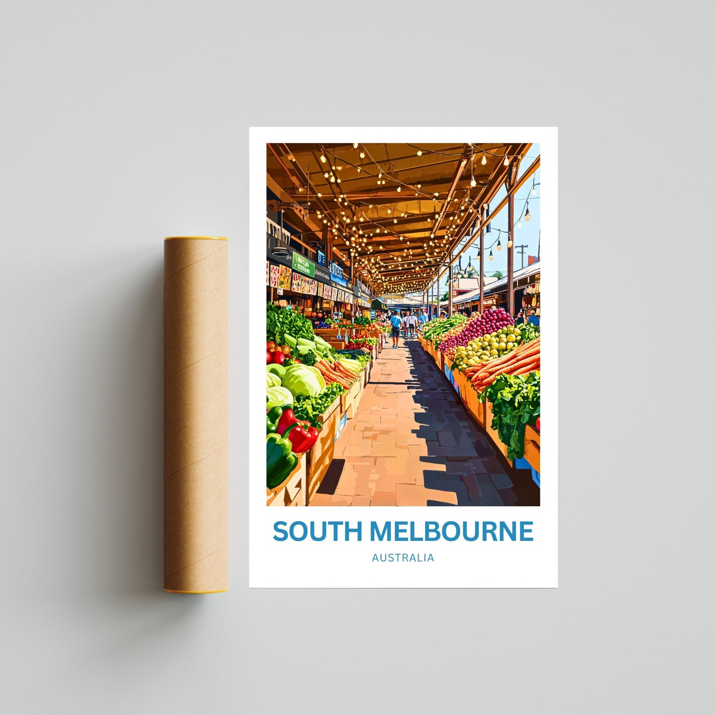 South Melbourne Market Travel Poster  - Fresh Finds Await