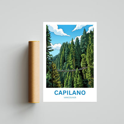 Capilano Suspension Bridge  Travel Poster - A walk in the clouds